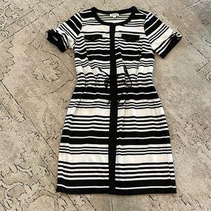 Dressbarn Button Down Black & White Dress